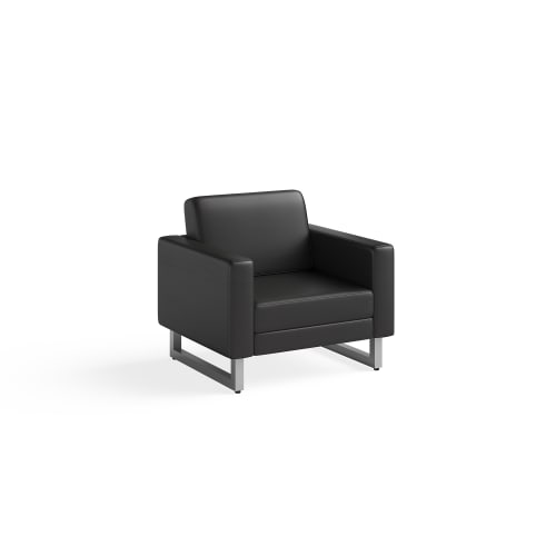 Mirella Lounge Chair with Silver Legs, Black